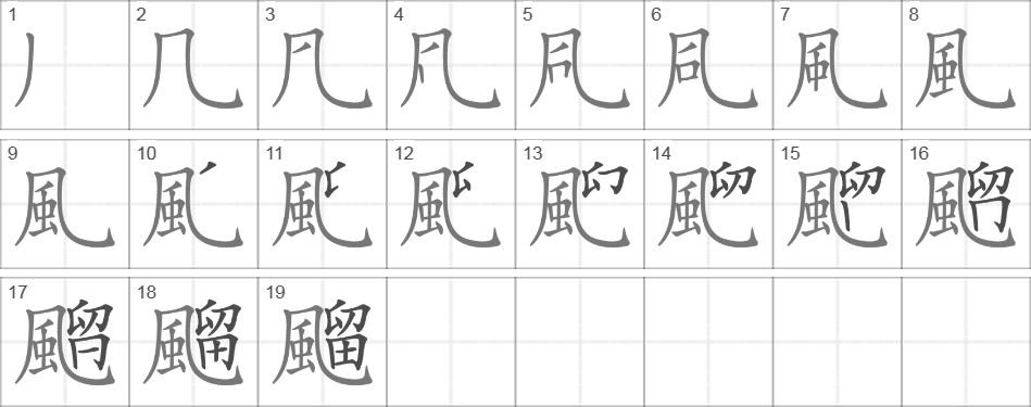 Написание иероглифа 飀