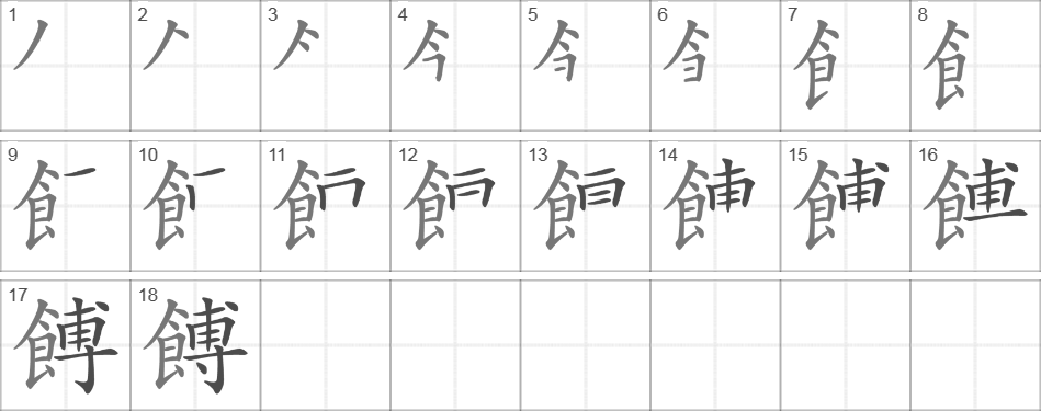 Написание иероглифа 餺