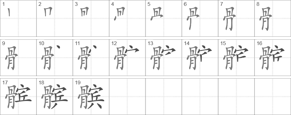 Написание иероглифа 髌