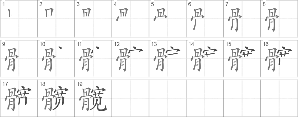 Написание иероглифа 髋