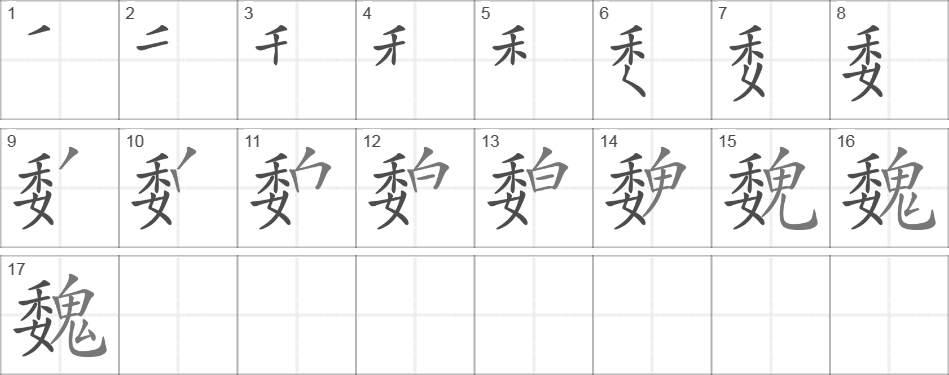 Написание иероглифа 魏