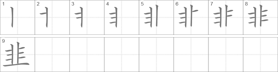 Написание иероглифа 韭