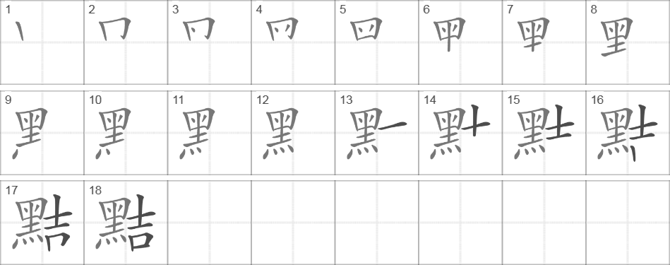 Написание иероглифа 黠