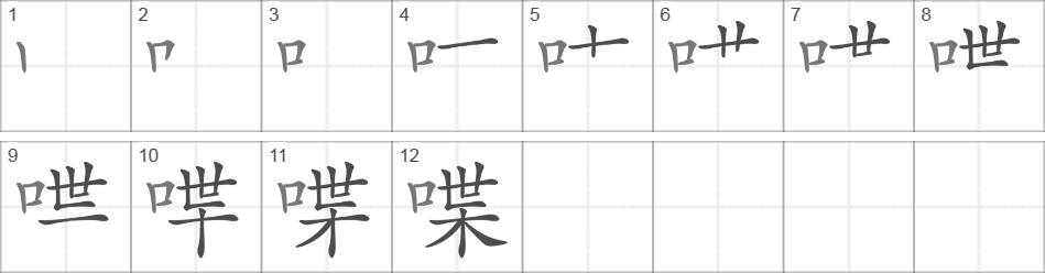 Написание иероглифа 喋