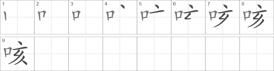 Написание иероглифа 咳