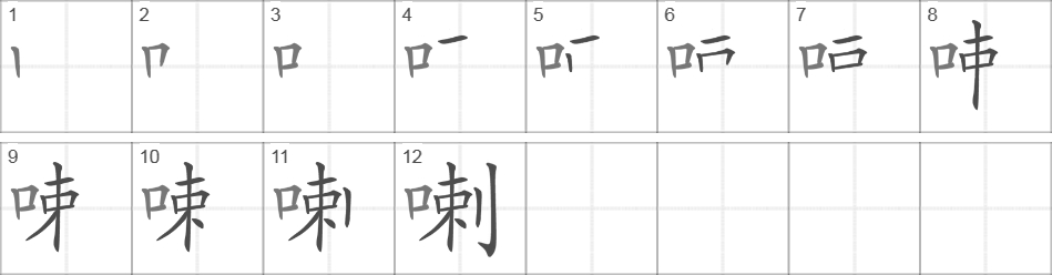 Написание иероглифа 喇