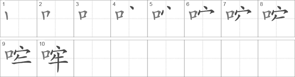 Написание иероглифа 哰