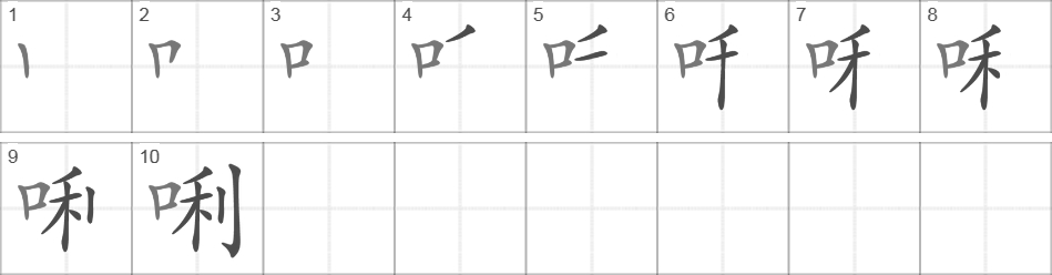 Написание иероглифа 唎