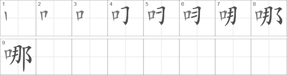 Написание иероглифа 哪