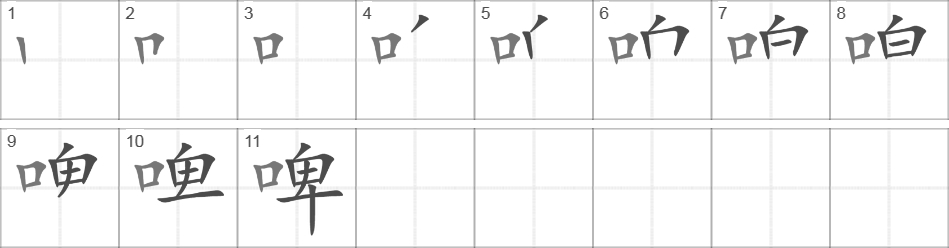 Написание иероглифа 啤