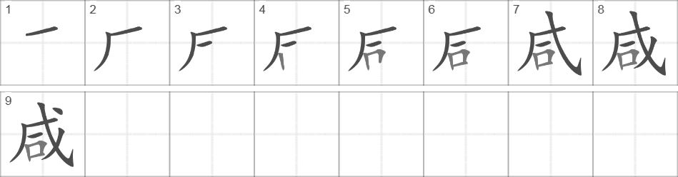 Написание иероглифа 咸