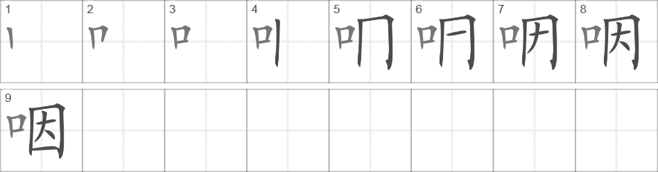 Написание иероглифа 咽