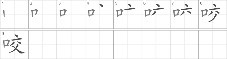 Написание иероглифа 咬