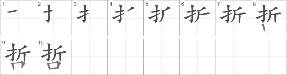 Написание иероглифа 哲