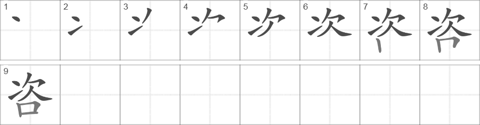 Написание иероглифа 咨