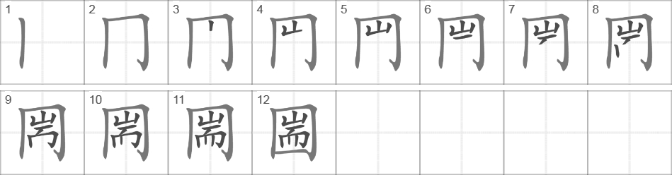 Написание иероглифа 圌