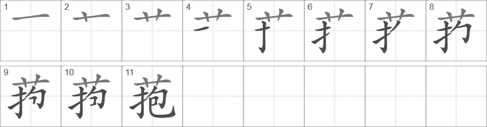 Написание иероглифа 菢