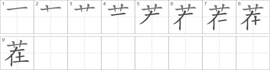 Написание иероглифа 茬