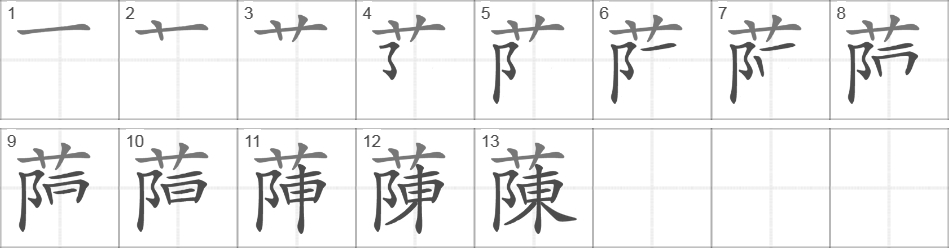 Написание иероглифа 蔯