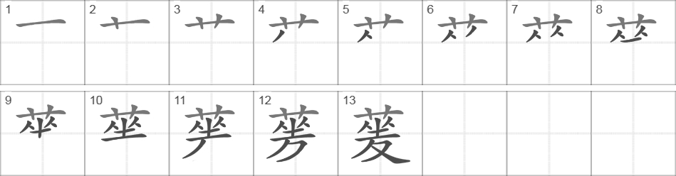 Написание иероглифа 蓌