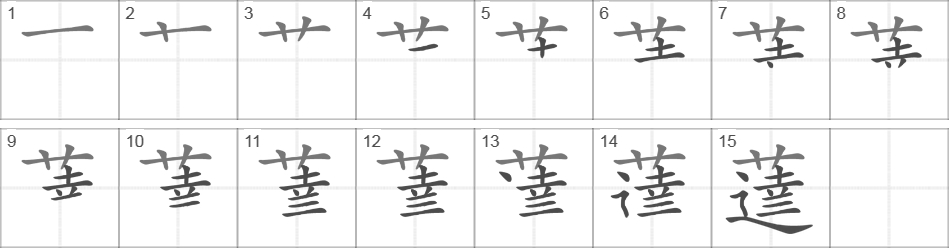 Написание иероглифа 薘