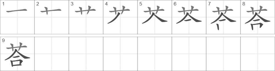 Написание иероглифа 荅