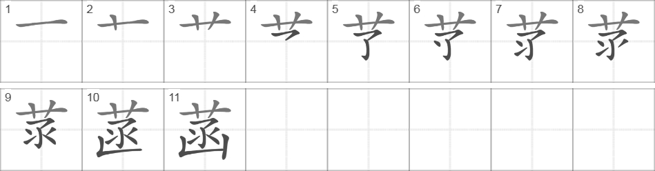 Написание иероглифа 菡