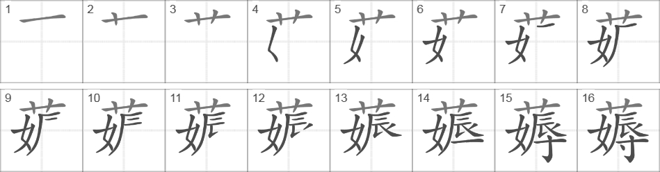 Написание иероглифа 薅