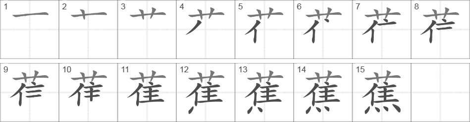 Написание иероглифа 蕉