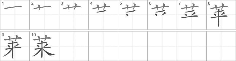 Написание иероглифа 莱