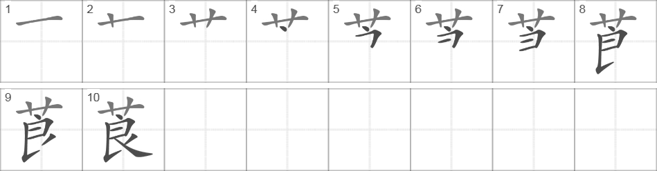 Написание иероглифа 莨