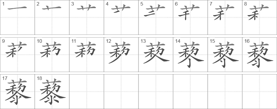 Написание иероглифа 藜