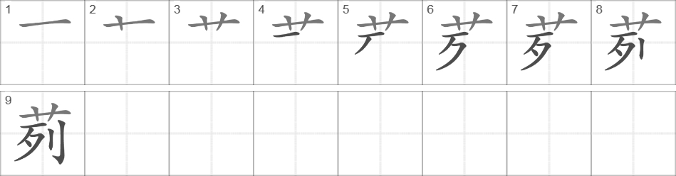 Написание иероглифа 茢