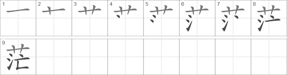 Написание иероглифа 茫