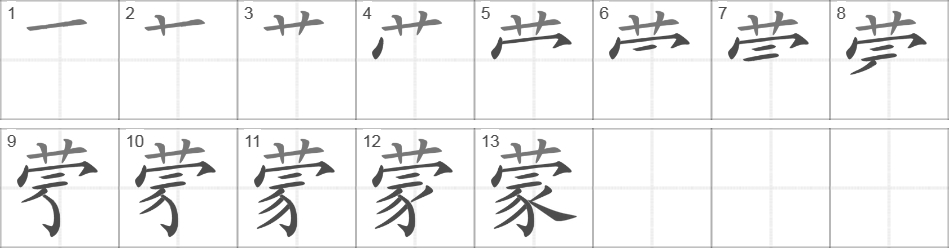 Написание иероглифа 蒙