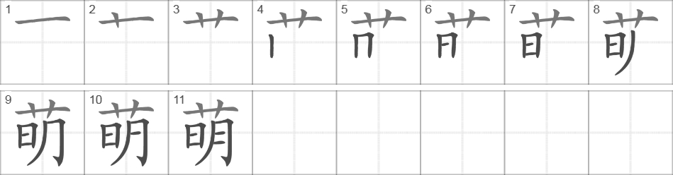 Написание иероглифа 萌