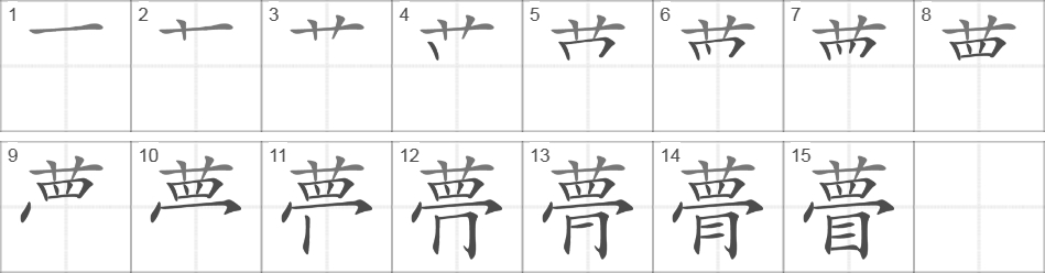 Написание иероглифа 瞢