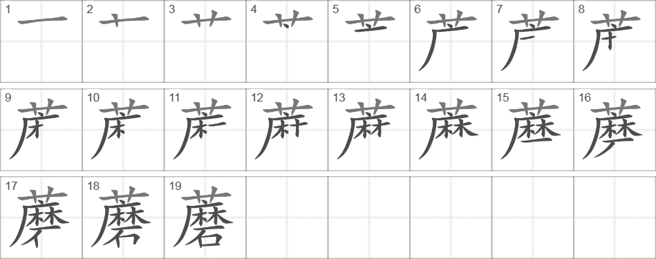 Написание иероглифа 蘑