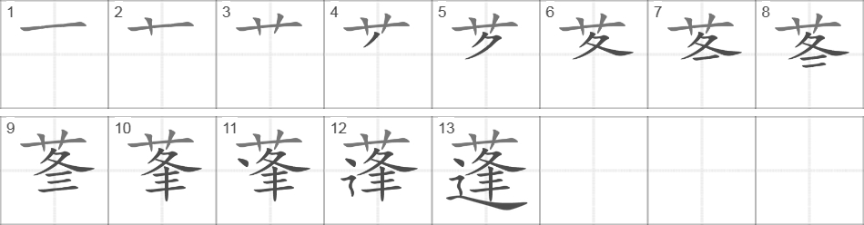 Написание иероглифа 蓬