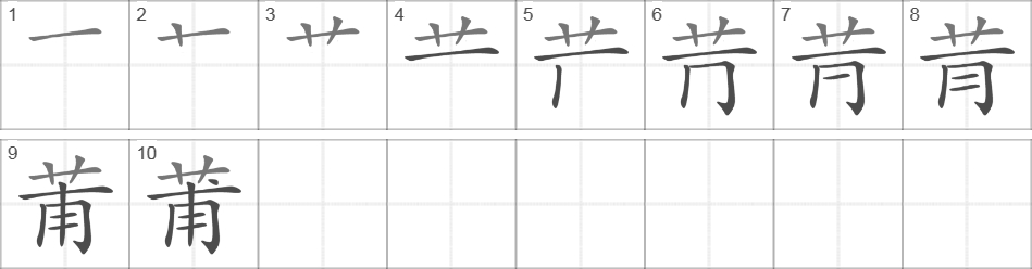 Написание иероглифа 莆