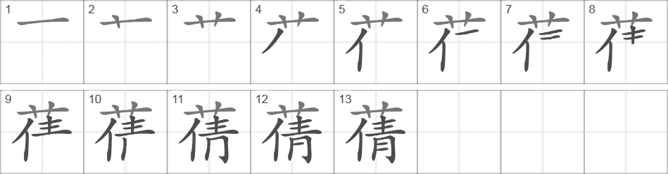 Написание иероглифа 蒨