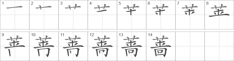 Написание иероглифа 蔷