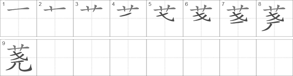 Написание иероглифа 荛