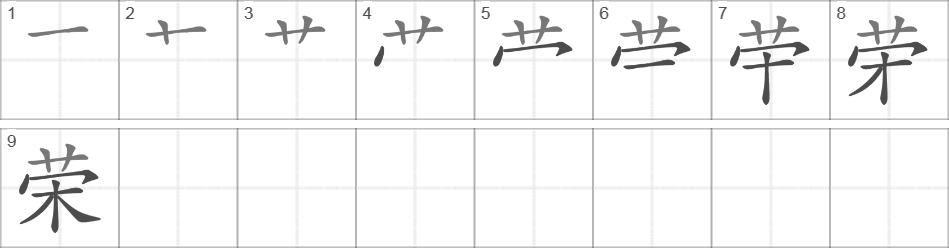 Написание иероглифа 荣