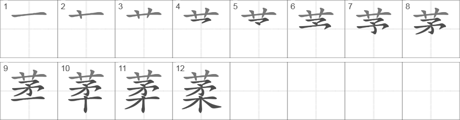 Написание иероглифа 葇