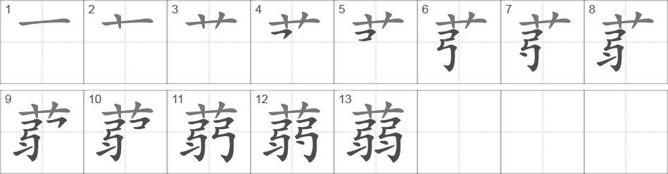 Написание иероглифа 蒻