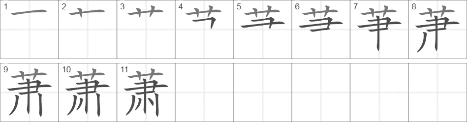 Написание иероглифа 萧