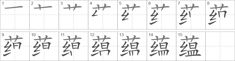 Написание иероглифа 蕴