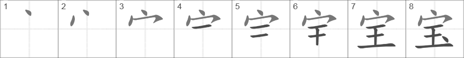 Написание иероглифа 宝