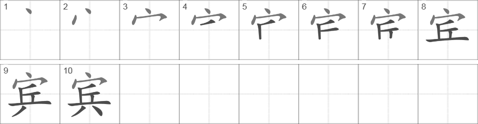 Написание иероглифа 宾